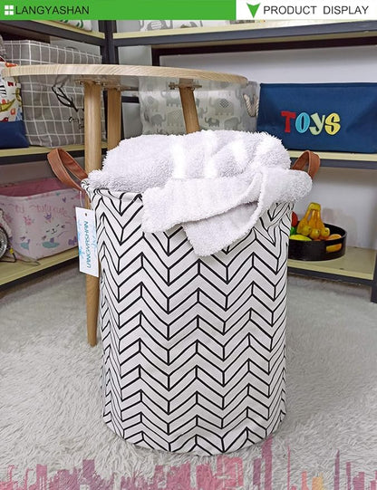 Laundry Basket Canvas Fabric Collapsible Organizer Basket for Storage Bin Toy Bins Gift Baskets Bedroom Clothes Children Nursery Hamper (Geometric)