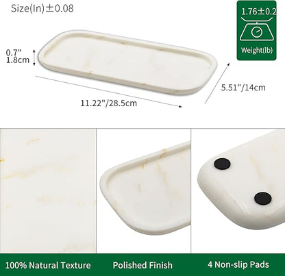 Marmor Marble Perfume Tray Bathroom Tray for Decorative,Candles,Jewelry Stone Vanity Tray,Kitchen Counter Decor and Home Decorative Tray(Calacatta Marble Gold) Jewelry Tray Unique Festival Gifts