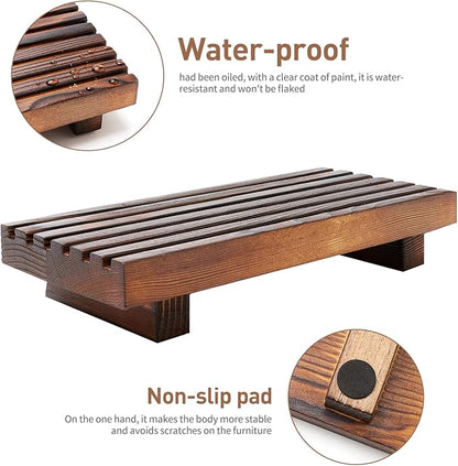 Renawe Small Kitchen Sink Soap Tray for Counter Soap Dish Dispenser Holder Wooden Risers Stand for Bathroom Decor Farmhouse Wood Pedestal Kitchen Accessories Countertop Vanity Counter Decorative Tray