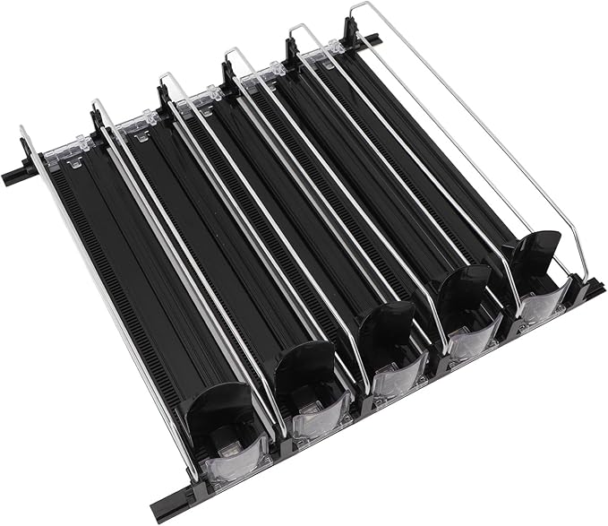 5pcs Soda Can Organizer for Fridge, Automatic Can Holder Dispenser, ABS Fridge Can Holder, Self Pushing Drink Organizer, Beverage Containers for Refrigerator Kitchen(Black)