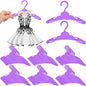 Soulchen 50 Pcs Doll Clothes Hangers for 18 Inch Dolls, Purple Plastic Clothes Hangers with Non-Slip Clips, Space-Saving Wardrobe Accessories for Gown Dress Outfit
