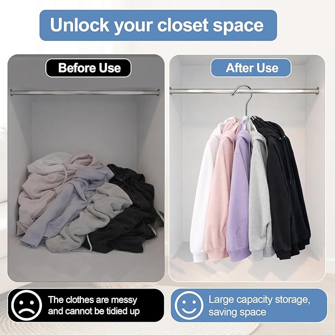 6-Pack 360° Swivel Hoodie & Purse Organizer with Cedar Balls, Multi-Purpose Closet Storage Hanger for Hoodies, Bags, Scarves, Hats, Space Saving, Anti-Slip, Ideal for Dorm, Apartment & Travel