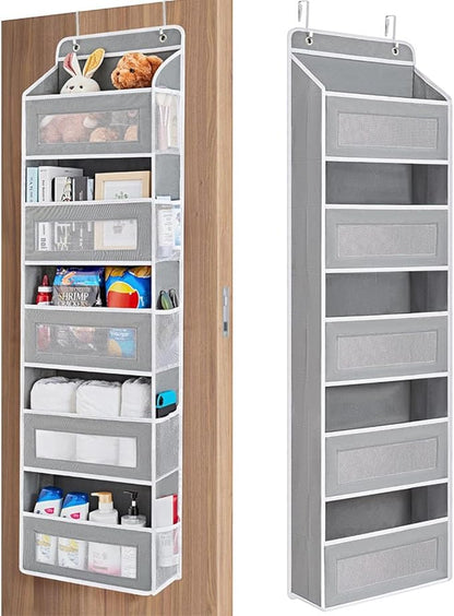 5-bin Over-the-Door Organizer - Large-Capacity Fabric Storage for Wardrobe, Bedroom, and Bathroom - Space-Saving Solution for Clutter-Free Living