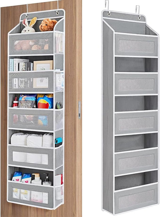5-bin Over-the-Door Organizer - Large-Capacity Fabric Storage for Wardrobe, Bedroom, and Bathroom - Space-Saving Solution for Clutter-Free Living