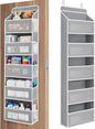 5-bin Over-the-Door Organizer - Large-Capacity Fabric Storage for Wardrobe, Bedroom, and Bathroom - Space-Saving Solution for Clutter-Free Living