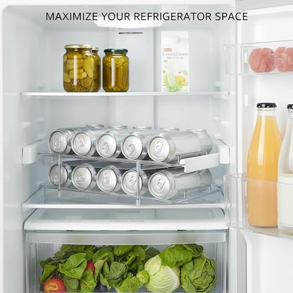 Retractable Can Organizer, Adjustable Width Sliding Dispenser for Refrigerator & Pantry, Clear Plastic Storage Rack for Soda Cans and Bottles (1 PC)
