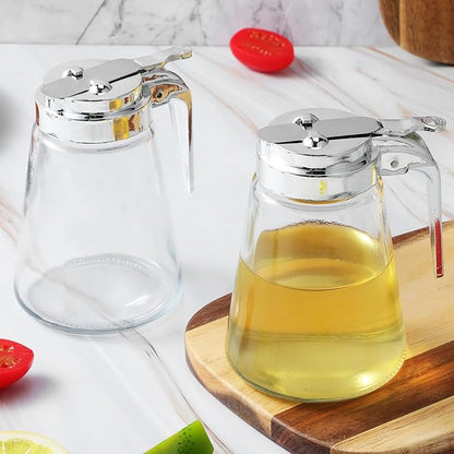 Ipetboom 2pcs 300ml Glass Syrup and Honey Dispensers Leak-proof Sealed Glass Oil Bottles for Kitchen Coffee Bar, Simple Syrup and Creamer Containers for Home Use