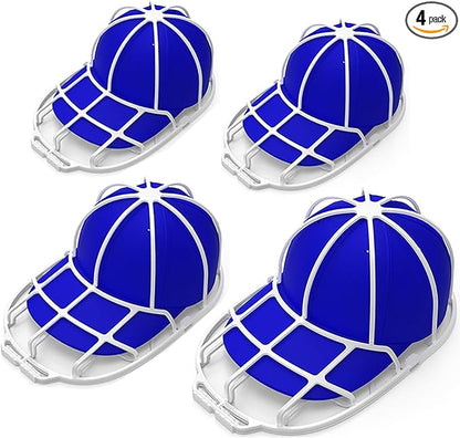 Hat Washer Cage for Washing Machine – Baseball Cap Cleaner Rack for Washer & Dishwasher, Structured Cap Shaper & Protector for Hats – 4 Packs (No Assembly)