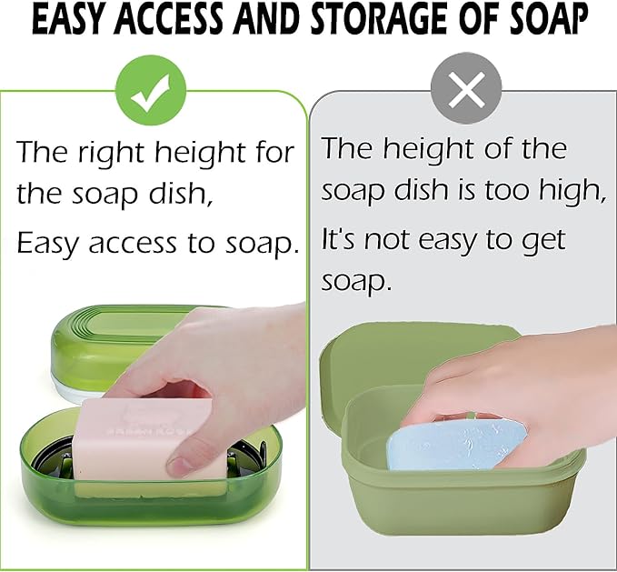 AIDIMMING Travel Soap Case, Bath Soap Holder, Bar Soap Dish with Lid for Traveling,Portable Bar Soap Container for Traveling, Camping, Gym, Bathroom (Green)