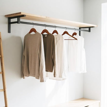 Quality Wooden Clothes Hangers, Solid Wood Suit & Coat Hangers with Pants Bars, Swivel Hook, Shoulder Notches, Heavy Duty Hangers for Shirts, Jackets, Dresses & Trousers(Walnut/36-Pack)