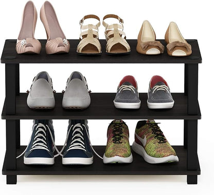 Furinno Turn-S-Tube 3-Tier Shoe Rack, Espresso/Black