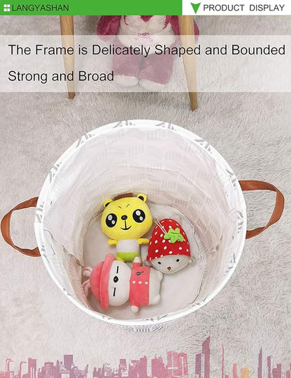 Laundry Basket Canvas Fabric Collapsible Organizer Basket for Storage Bin Toy Bins Gift Baskets Bedroom Clothes Children Nursery Hamper (Gery wave)