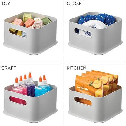 InterDesign iDesign Storage Bins with Handles - Organize Kitchen, Bathroom, or Home Office - Set of 2 - Gray