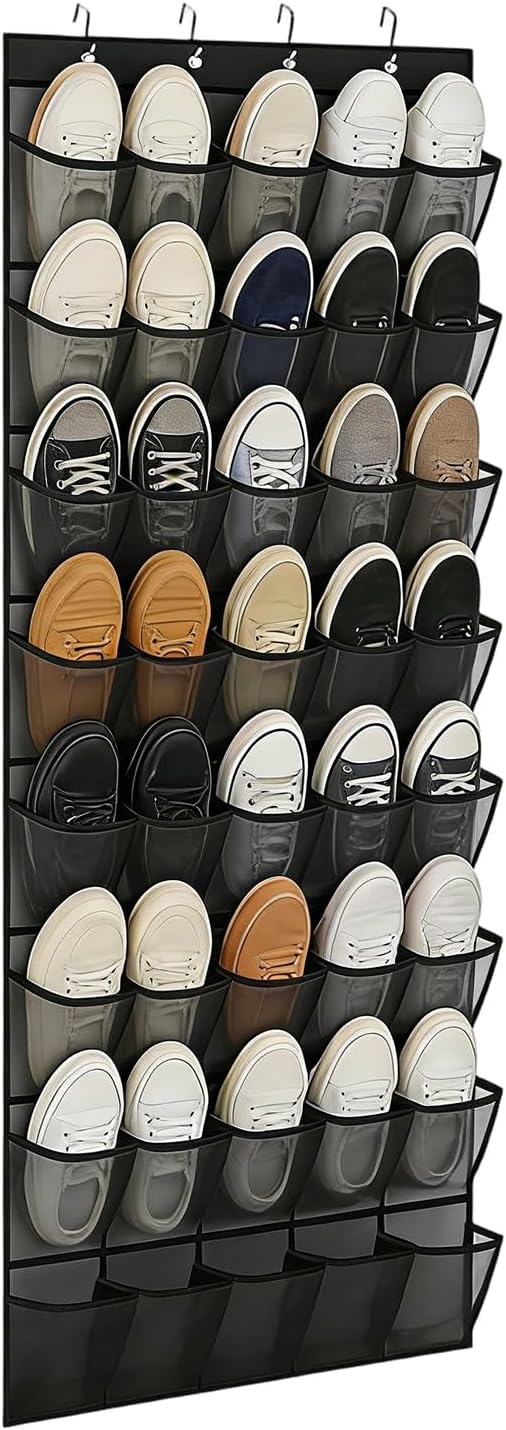 Shoe Rack for Door | Mesh Foldable Space Saving Storage - Shoe Organizer Over the Door Rack | for Sneaker Slippers Toiletries Bottle Bedroom Living Room Bathroom Entryway Apartment
