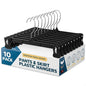 Lifemaster Pants Hangers with Clips Pack of 10, 12-Inch Heavy-Duty Clothes Hangers with Non-Slip Ridged Grip Clips & 360° Swivel Hook, Space-Saving Closet Organizer for Pants, Skirts & Shorts, Black