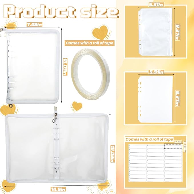 Press On Nail Storage Organizer with 4 Insert Pages - A5 Size Portable False Nail Storage Box for Collecting and Organizing Tips with Tape and Zipper Pocket (White)