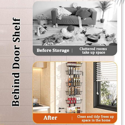 Foldable Over The Door Pantry Organizer,Duty Metal Pantry Door Organizer,Door Organizer And Storage For Kitchen Pantry Door Cabinet,5/6-tier Pantry Organizers And Storage For Kitchen,Home,laundry
