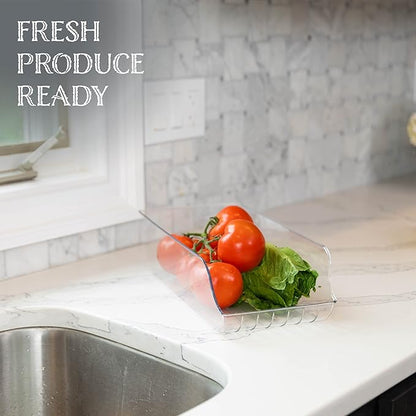 Oizeir Soda Can Organizer - Clear Plastic Storage Dispenser Bin for Refrigerator. Great Drink Holder for Kitchen Cabinets, Countertops, Pantry, Freezer and Fridge. (2-Pack)
