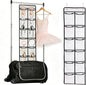 55 Inch Hanging Organizer for Dance Bag： 6-Section Mesh Hanging Shoe Rack Large Vertical Storage for Shoes accessory Dance Bag Organizer accessory White