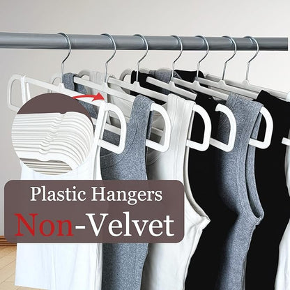 Slim Plastic Pants Hangers (Non-Velvet),Thin Space-Saving Trouser Hanger,Jeans Hangers with 360° Swivel Chrome Hook,Clothes Organizers for Slacks Scarf Trousers Ties,13.77inch