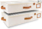 HOMELUX THEORY 2pc Under Bed Storage Containers, Bedroom Under the Bed Drawer Storage Organizer with Bins and Lids, Large Underbed Clothes Storage Box Ideal for Blanket, Fabric, & Shoes (Ivory)
