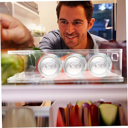 Rolling Can Organizer for Refrigerator Drink Pusher for Fridge Drink Dispenser
