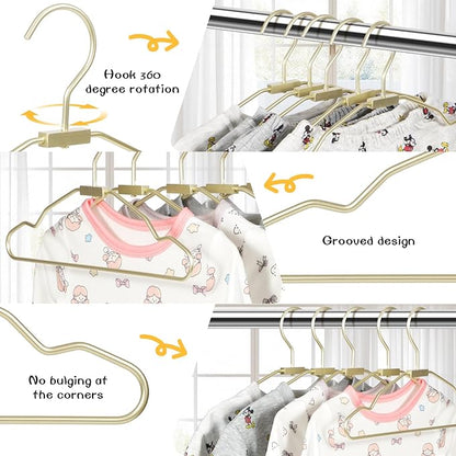 VWV Aluminum Hangers, 20 Pack Baby Hangers，12.6 Inch Children Baby Hanger, Sturdy Metal Children Clothes Hangers for Wardrobe, Space-Saving Toddler Hanger