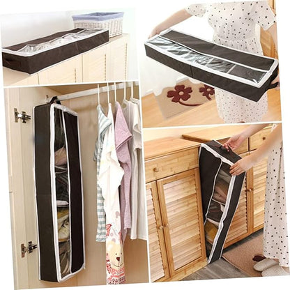 1Pc Foldable Non-woven Shoe Storage Box with Visible Window Dust Moisture-resistant Organizer for Home Adjustable Inner Septum Large Capacity Compact Design for Various Shoes