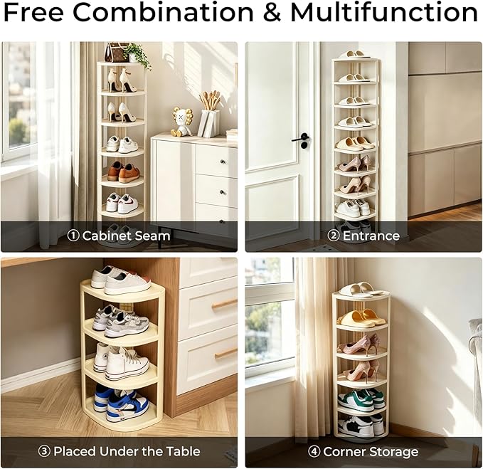 UFORU 6 Tier Vertical Shoe Rack,Corner Shoe Organizer for Entryway,Narrow Free Standing Shoe Organizer for Small Spaces,Tall Shoe Rock for Closet,Easy Assembly Shoe Storage Stand