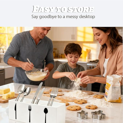 White Acrylic Cutlery Storage Organizer,Plastic Silverware Holder,Silverware Caddy 3 Section Tableware Plastic Holder for Kitchen Storage Indoor Outdoor Decoration Supplies