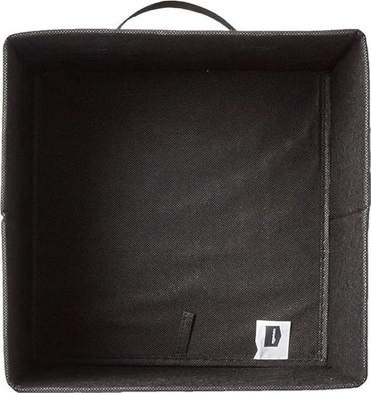 Amazon Basics Collapsible Fabric Storage Bins Organizer with Handles, Sturdy, Foldable, 10.5" x 10.5" x 11", Black, 6 Count (Pack of 5)