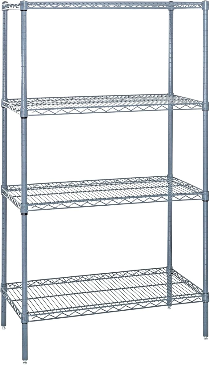 Quantum Storage Systems WR86-1260GY Wire Shelving 4 Shelf Wire Starter Units, 12" x 60" x 86", Gray Epoxy