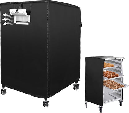 Black 10tier 23"X28"X32" Sheet Pan Rack Cover With Zipper, Ventilated, Oxford Cloth, For Baking, Cooking