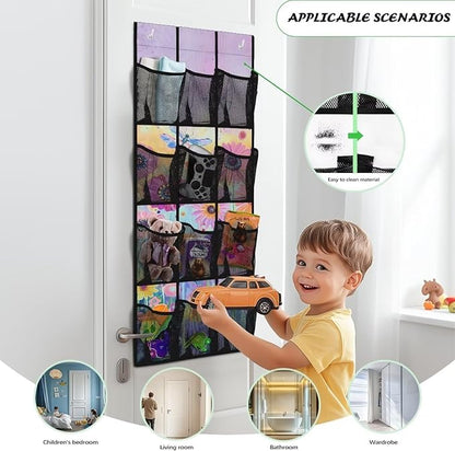 Dragonfly Floral Back of Door Shoe Organizer Collapsible Hanging Shoe Rack for Closet Portable Over Door Storage for Apartment Bathrooms No Dril Hanging Storage Organizer