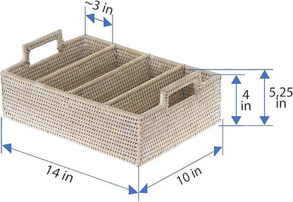 KOUBOO Lo Jolla Rattan Flatware Tray, White Wash