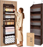 5 Tiers Over Door Organizer with 10 Mesh Side Pockets, 44 lbs Weight Capacity Hanging Storage Organizer with Clear Window Kids Toys, Shoes, Diapers, Dark Brown