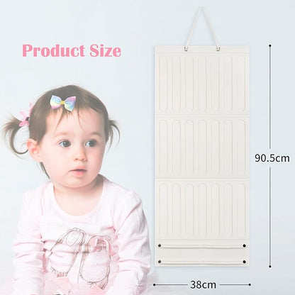 Bow Holder Organizer for Girls - Hanging Hair Accessories Storage for Headbands, Clips, Ties, Scrunchies (Without Bows) (Beige)