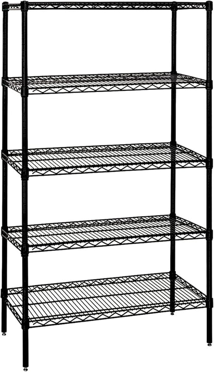 QUANTUM STORAGE SYSTEMS WR86-2130BK Starter Kit Wire Shelves Black Epoxy 4 Shelves 86" H x 30" W x 21" D