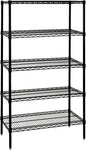 Quantum Storage Systems WR86-2130BK-5 Wire Shelving Starter Kit, 30" W x 21" D x 86" H, 600 lbs Capacity, Carbon Steel, Epoxy Coated, Black, NSF