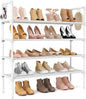 LANTEFUL 4 Tier Shoe Rack for Closet Shoe Organizer with 5 Hooks, Long Shoe Shelf Storage for Shoe and Boot Stackable Free Standing Shoe Rack for Entryway, Garage, Small Spaces, Dorm, White