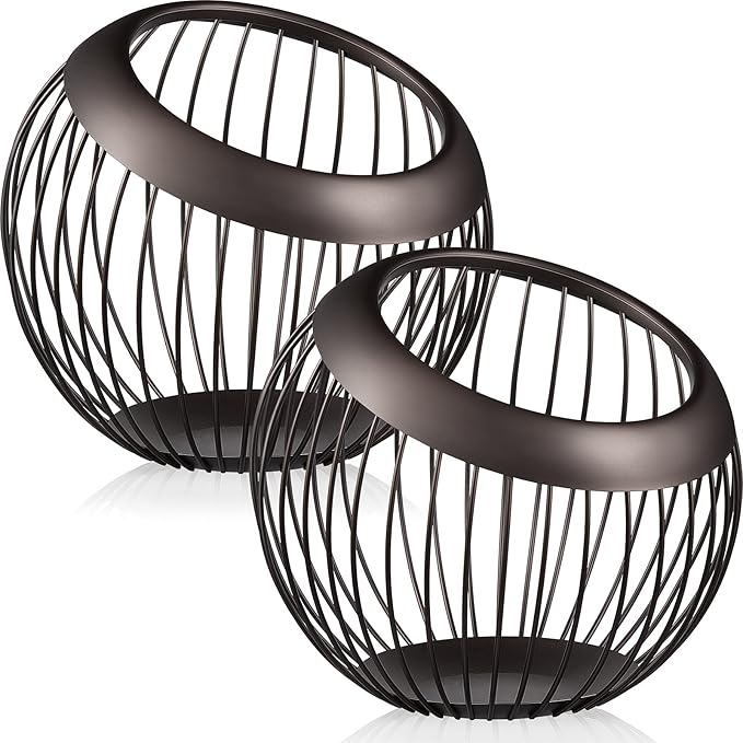 2 Pieces Coffee Pods Holder K Pods Holder Large Capacity Coffee Pod Baskets Stainless Steel Cup Organizer Sturdy for Espresso Capsule Pot Storage Metal Wire Fruit Bowl Snack Storage(Dark Brown)