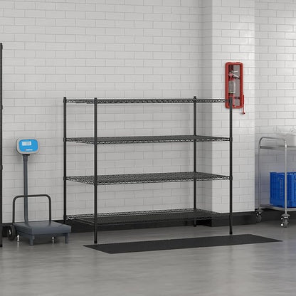 Commercial NSF Listed Black Epoxy Stationary Wire Shelving Kit 30" x 60" x 54", with 4 Shelves Perfect for Warehouse, Walk-in Refrigerator, Freezer, Grocery Store, Restaurant, Dishroom