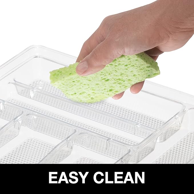 Oggi Silverware Organizer Tray, 6-Compartment, Clear