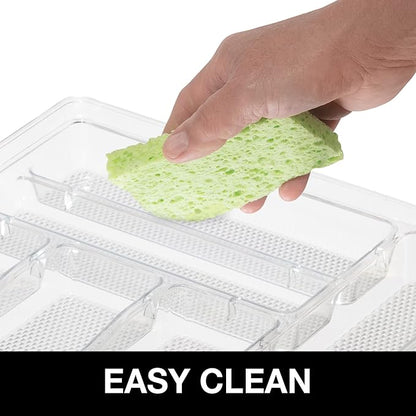Oggi Silverware Organizer Tray, 6-Compartment, Clear