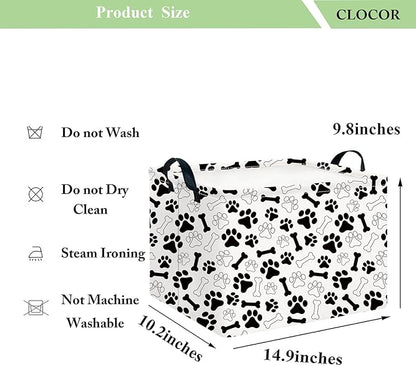 CLOCOR Rectangular Storage Basket,Collapsible Fabric Storage Container,Waterproof Toy Bin with Handles,Gift Basket(Paw)
