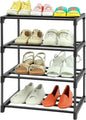 HITHIM 4-Tier Small Shoe Racks, Narrow Shoe Rack for 6-8 Pairs Shoe Storage,Kids Shoe Racks for Small Place,Lightweight Stackable Shoe Shelf Organizer for Closet,Black
