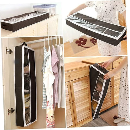GLEAVI Portable Folding Shoe Storage Bag Non-woven Shoe Organizer Box Capacity Moisture Protection Window for Home Closet