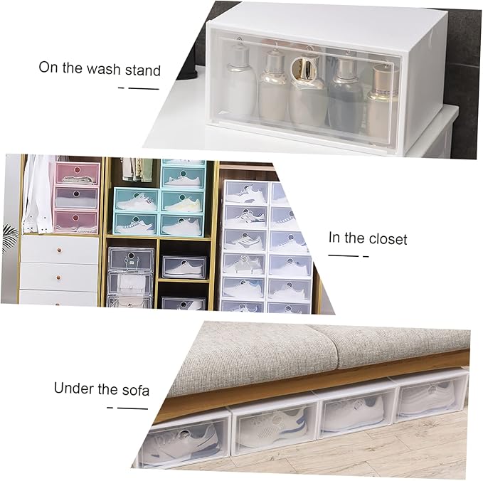 Garneck 1pc Capacity Creative Plastic Shoe Storage Box Window for Easy Access Side Opening Design for Organizing Shoes Clothes and Accessories