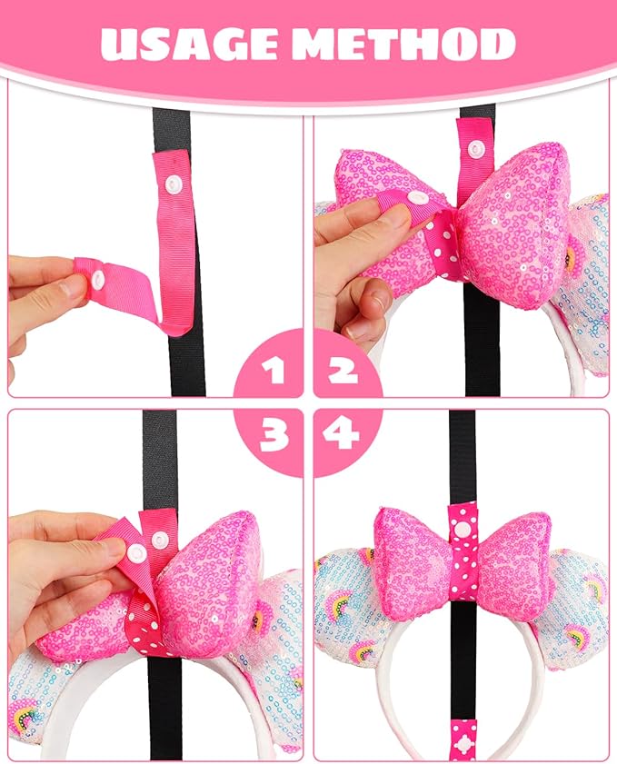 3 Pcs Mouse Ears Holder, Mouse Ear Headband Holder Organizer, Headband Storage Display Stand, Hanging Hair Accessory Rack for Girls Room Wall Decor