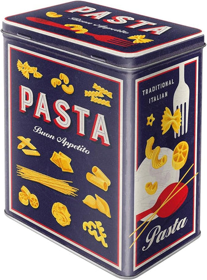 Nostalgic-Art Retro storage tin box L, 101.4 oz, Pasta Variety – Gift idea for your home, large metal pasta can, vintage design